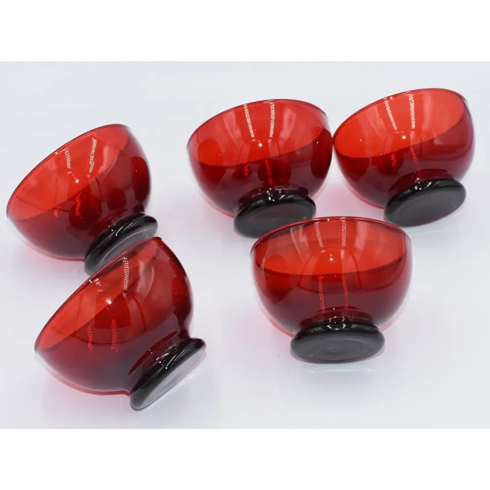 Low Sherbet Baltic Royal Ruby by ANCHOR HOCKING 5pc Set